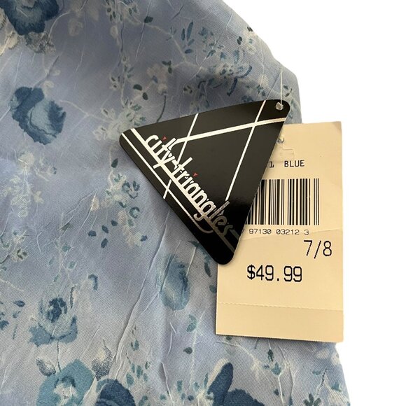 Vintage‎ Y2K Deadstock Fairy Floral Asymmetric Ruffle Midi Dress Blue Small - Picture 10 of 13